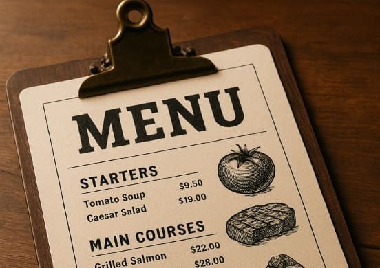 Интересный дизайн меню для ресторана